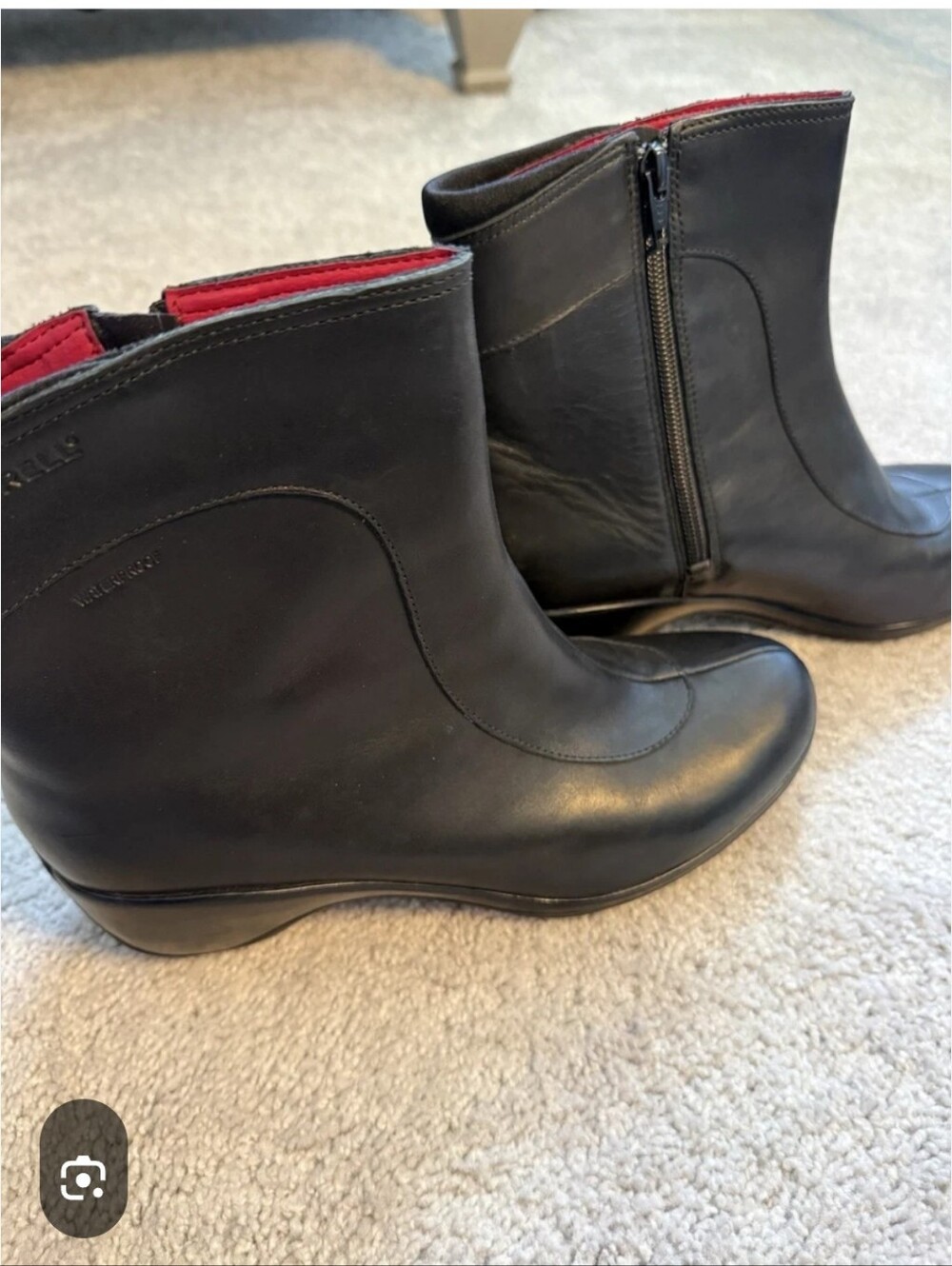 Merrell Black Slip-On Ankle Booties with Side Zipper Women's